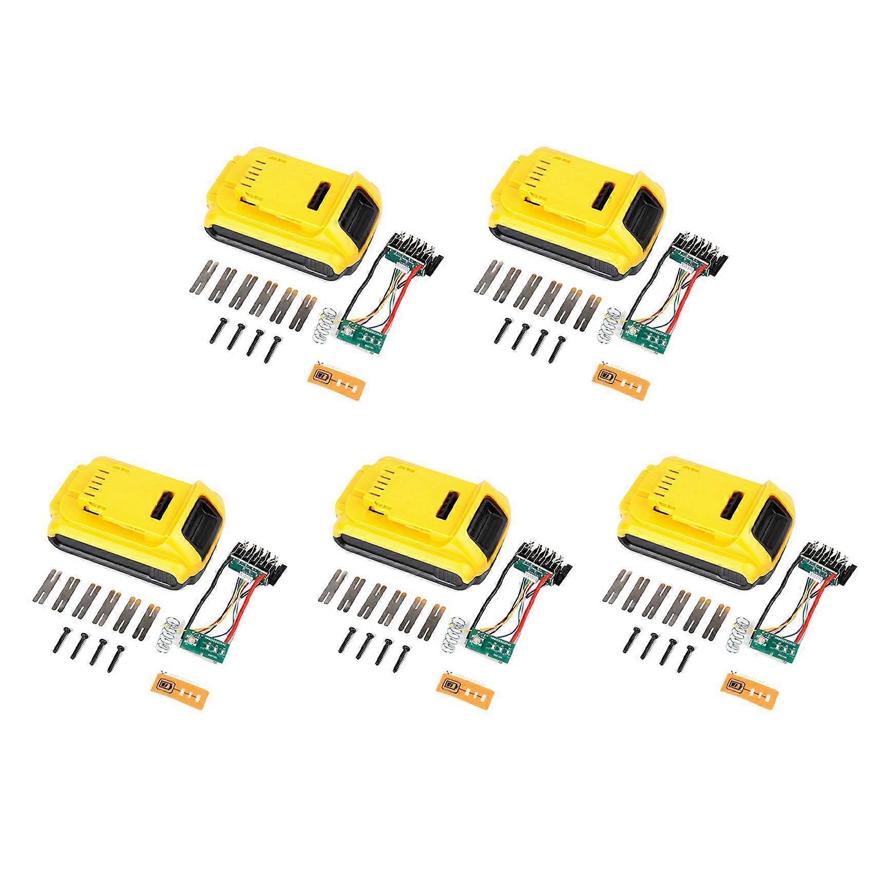 5X Battery Plastic Case+18650 Lithium Battery Protective Board for Dewalt 5-Cell Battery Tool Battery Case Kit