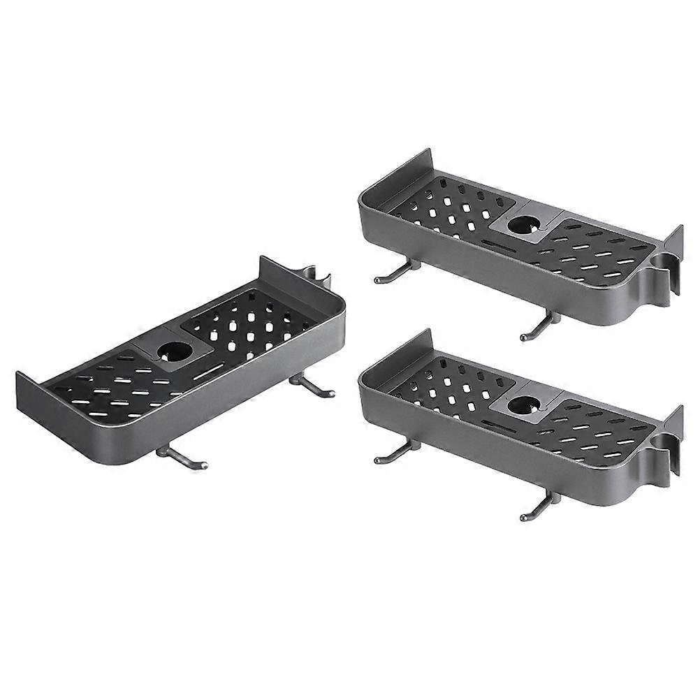 Shower Bar Mounting Shelf Plastic Organizer for Bathroom Use 3Pcs