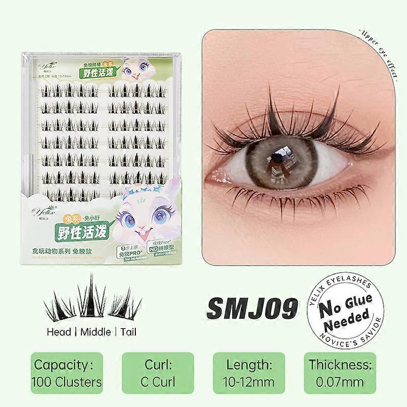 Yelix Fairy Glue-free False Eyelashes Easy To Rebound No Need To Remove Segmented Thin Stems Suitable for Novice DIY Eyelashe