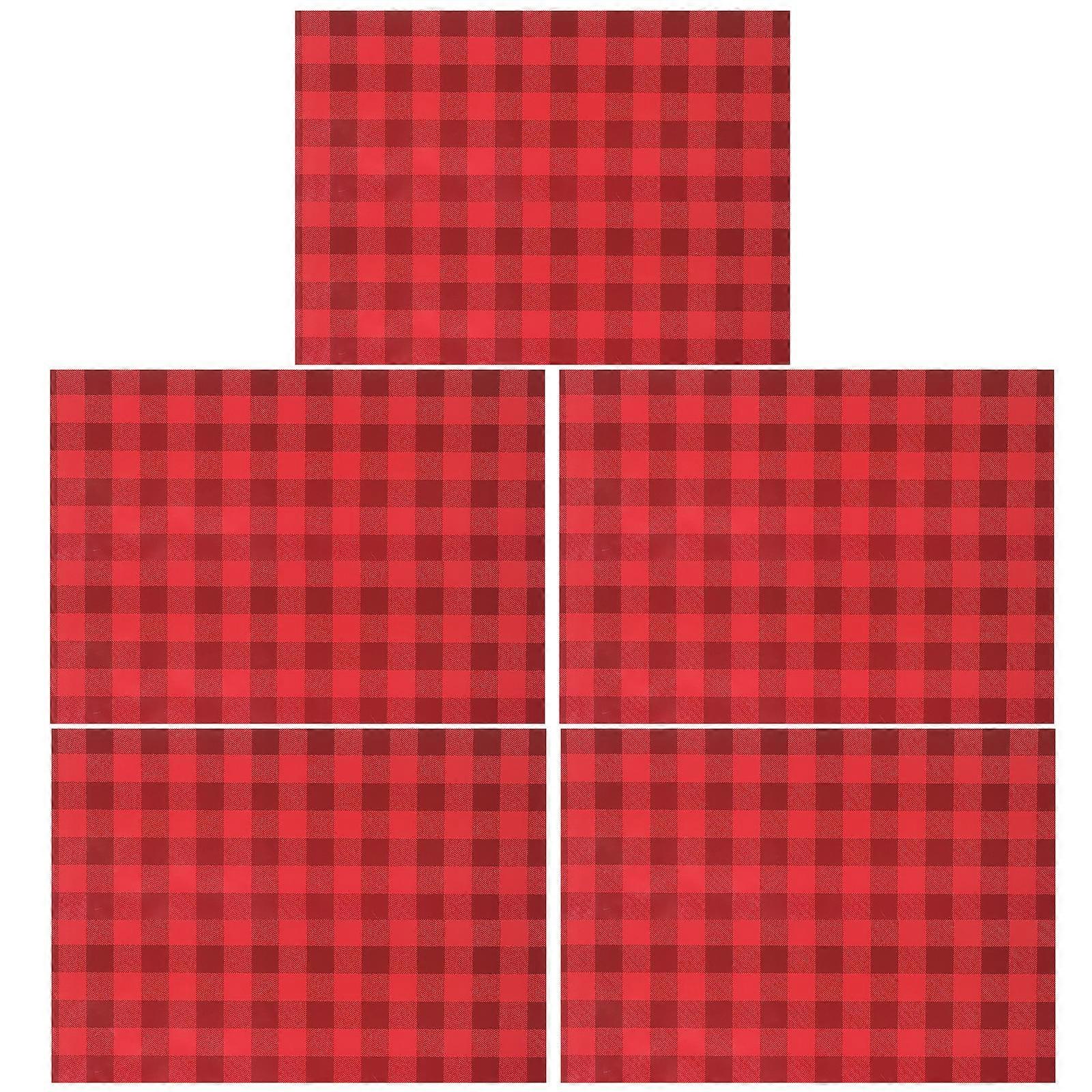 Durable Copperplate Wrapping Paper with Red Checkered Pattern for Christmas and Various Occasions 5pcs Assorted Color