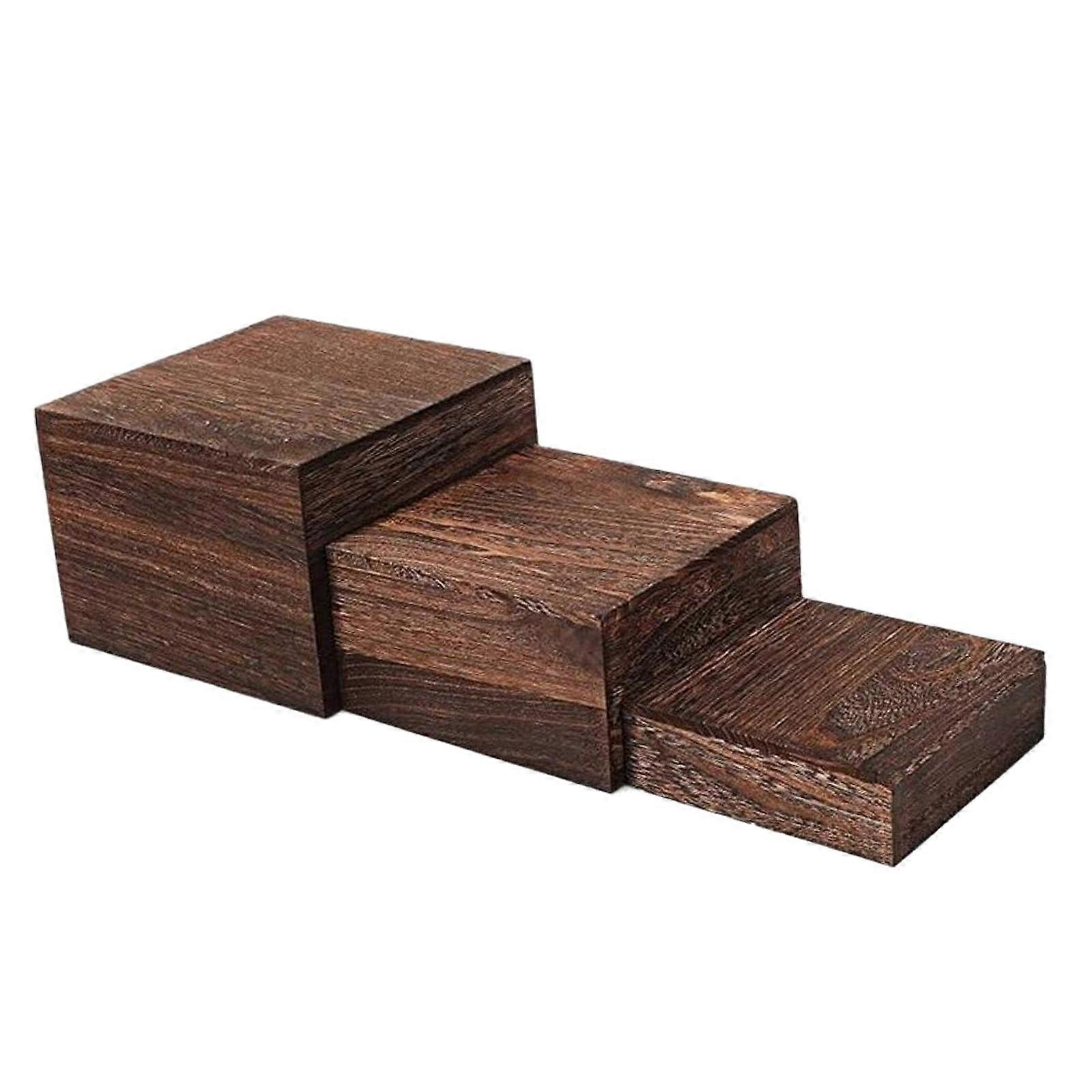 3x Wood Cake & Cupcake Stands Buffet Risers Rustic Versatile Dessert Display