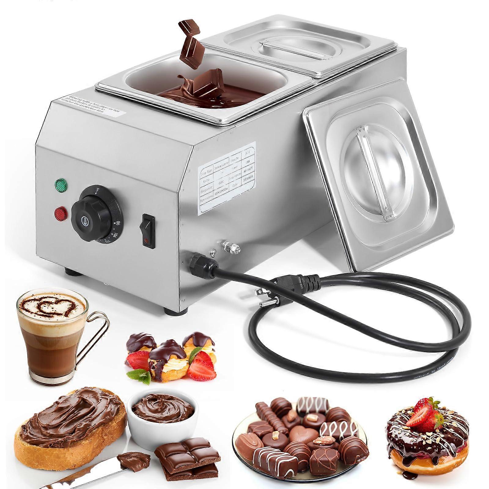 Chocolate Tempering Machine with Dual Tank Design, 1000W Commercial Chocolate Melter Warmer