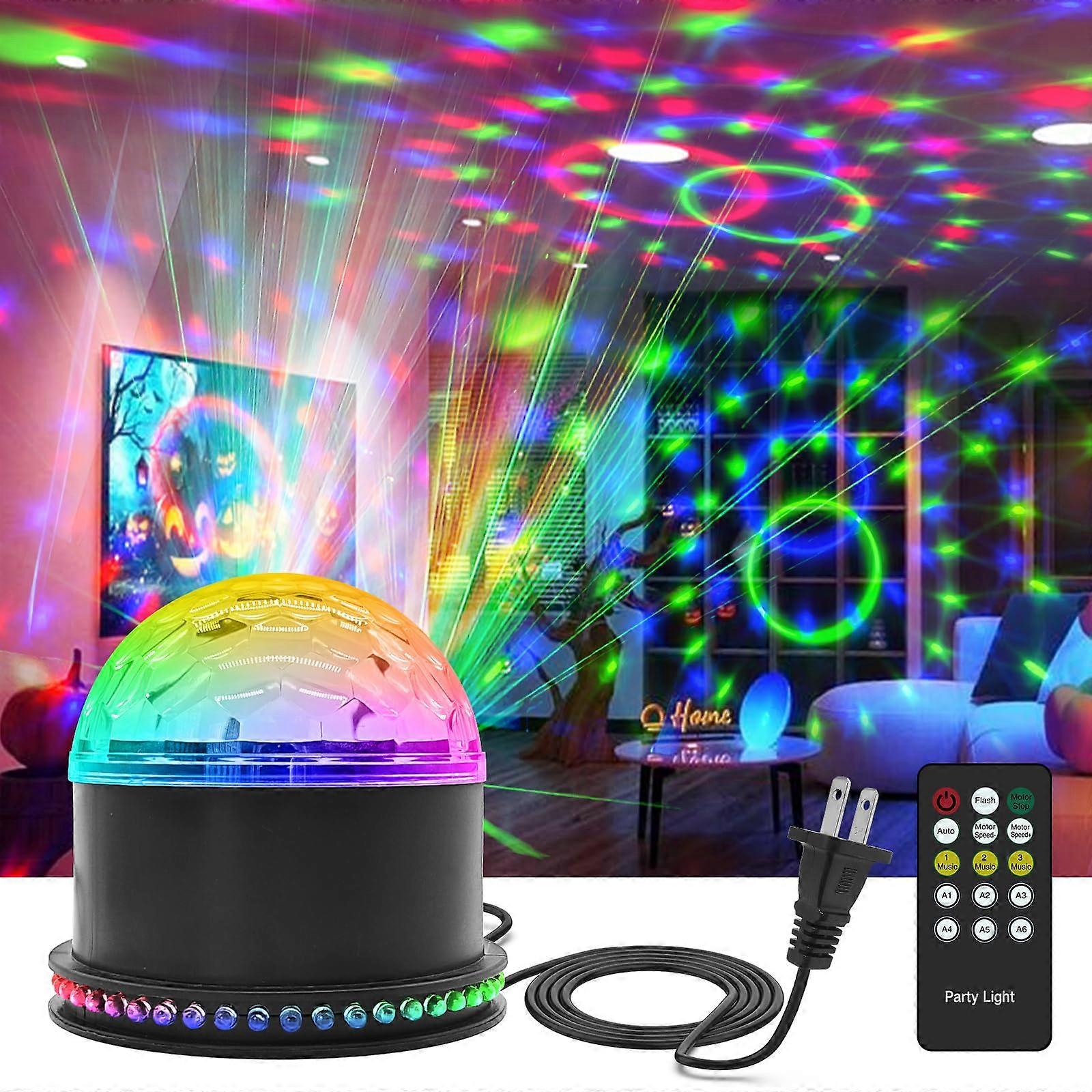 Disco Ball Party Light Sound Activated RGB LED DJ Strobe with Remote for Home and Events