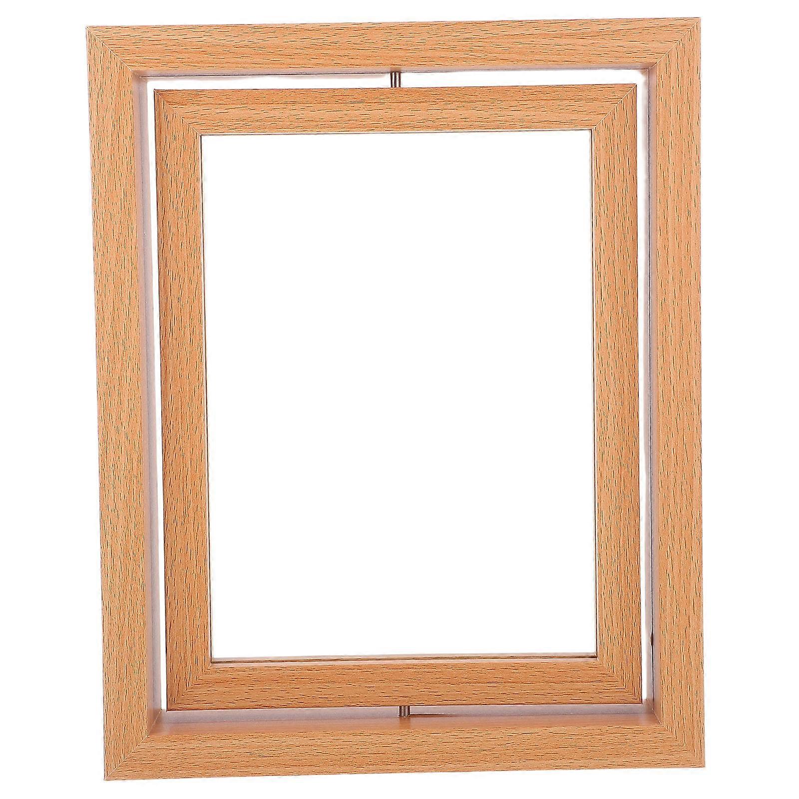 Rustic Rotating Photo Frame for Tabletop with Double Sided Display