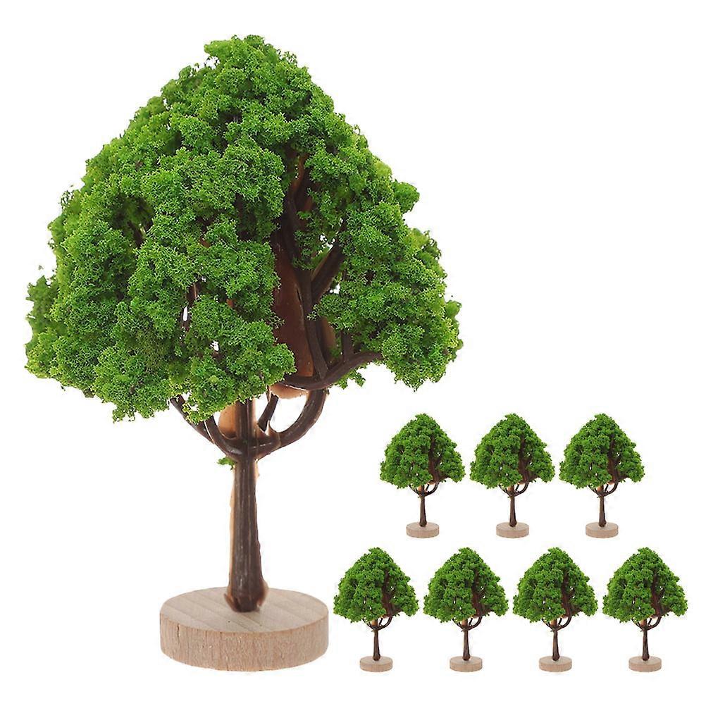 Miniature Simulation Tree Model Green for Decor 8Pcs Plastic Wood