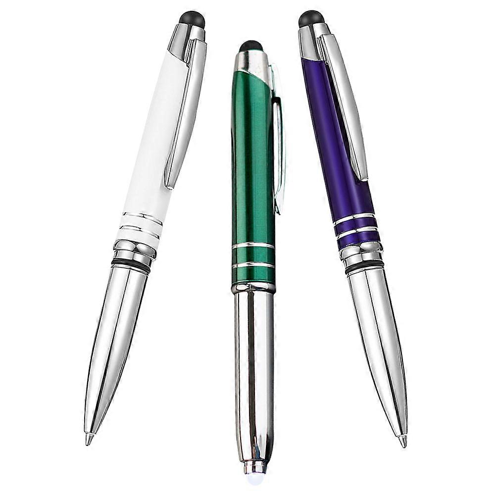 WORGEOUS 3Pcs Ballpoint Pen with LED Light Stylus Replaceable Screen Pen