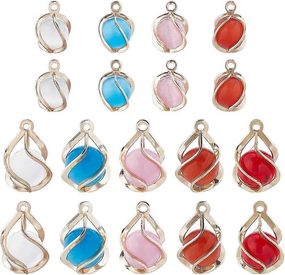 1 Box 9 Colors Water Drop Charms Teardrop Charm Gold Spiral Simulation Resin 3D Cat Eye Beads Waterdrop Alloy Charm for Jewelry Making Charms Crafts D