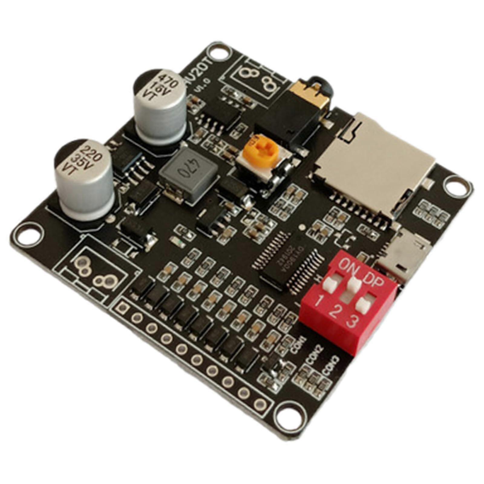 20W Voice Playback Module MP3 Audio Player Board 635V USB Download for Broadcast and Robotics