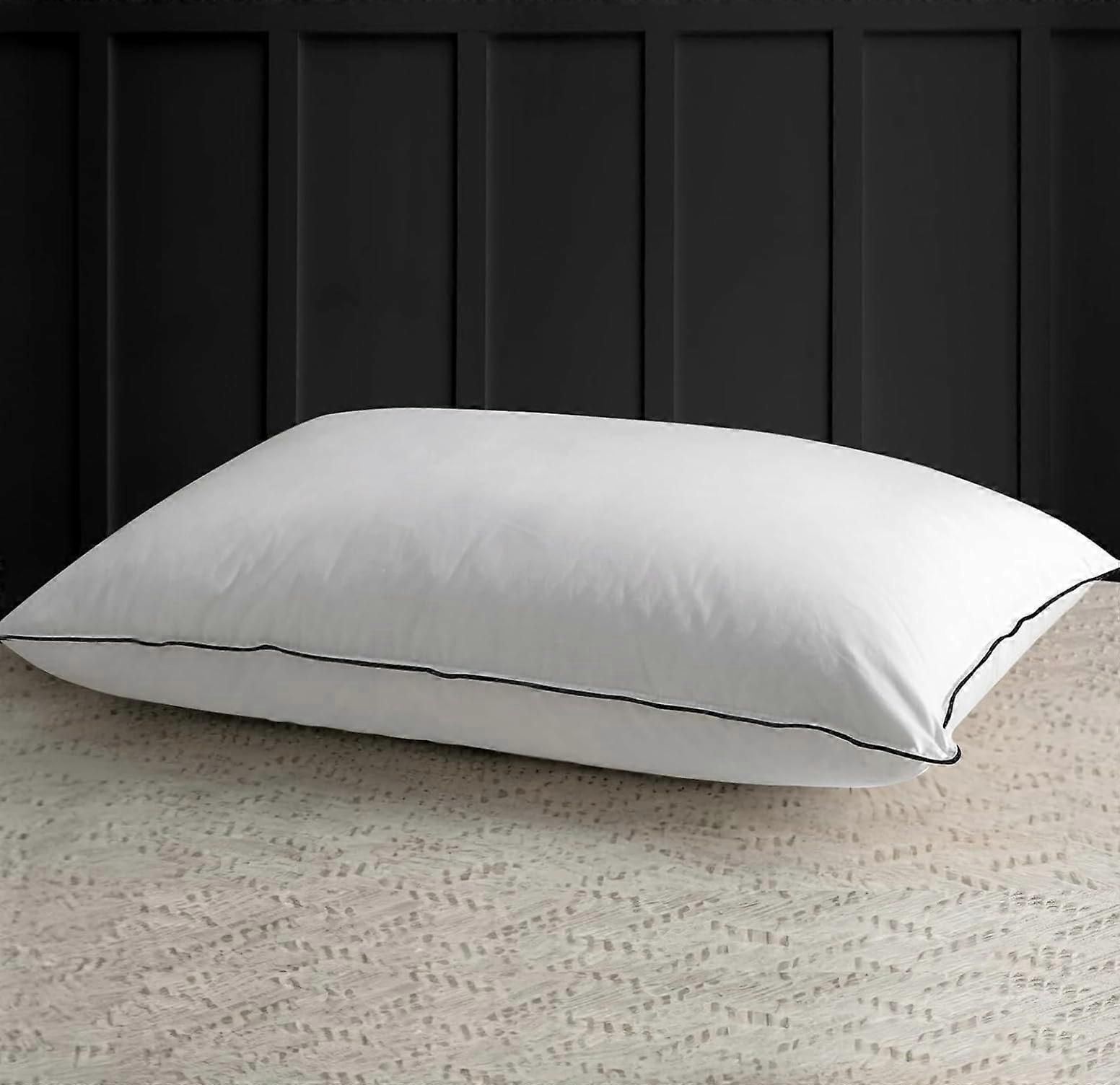 King Size Organic Cotton Feather Pillow with Plush Support and Elegant Lace Piping CV14322