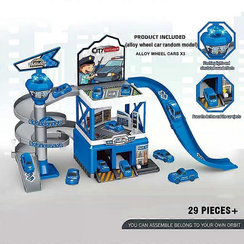 Kits de stationnement de voiture sur Rail, bricolage assembl��, piste de course �� inertie, mod��le d'ing��nierie, v��hicule de pompier, jouets p