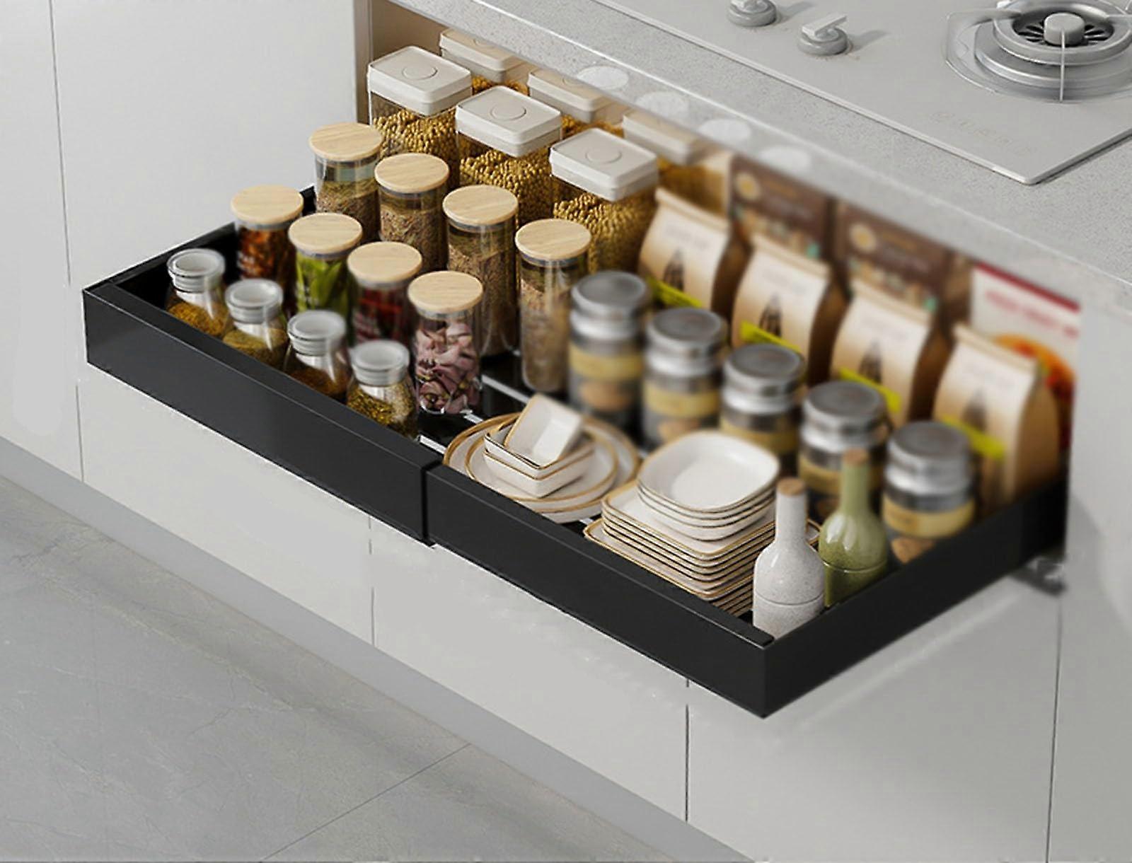 Pull Out Cabinet Organizer Under Sink Adjustable Sliding Storage Rack No Drill Black Medium