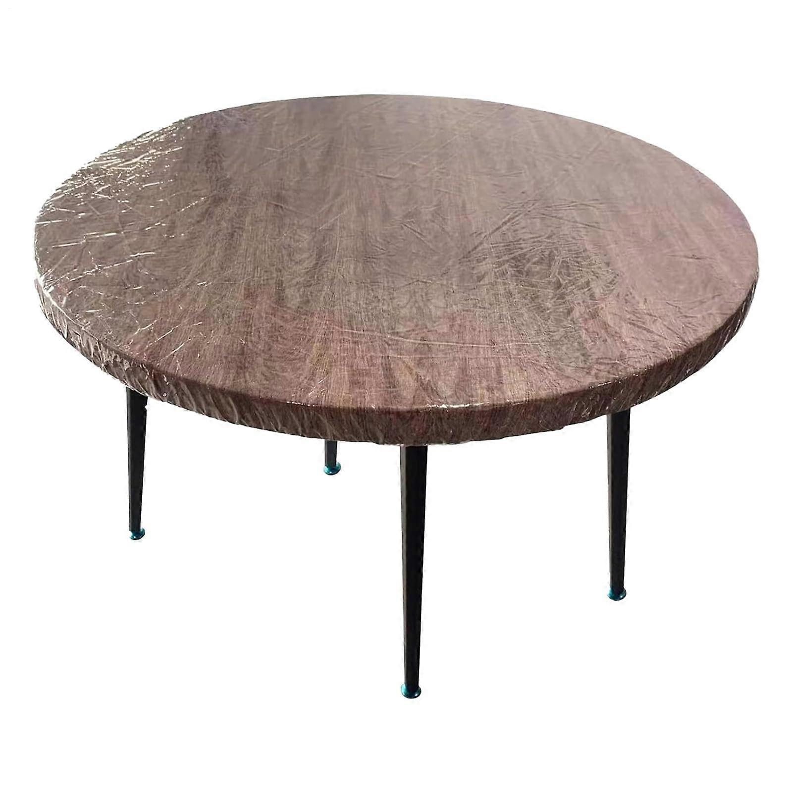 Waterproof Round Table Protector, Clear PVC Cover with Elastic Edge, UV Resistant, 48 Inch