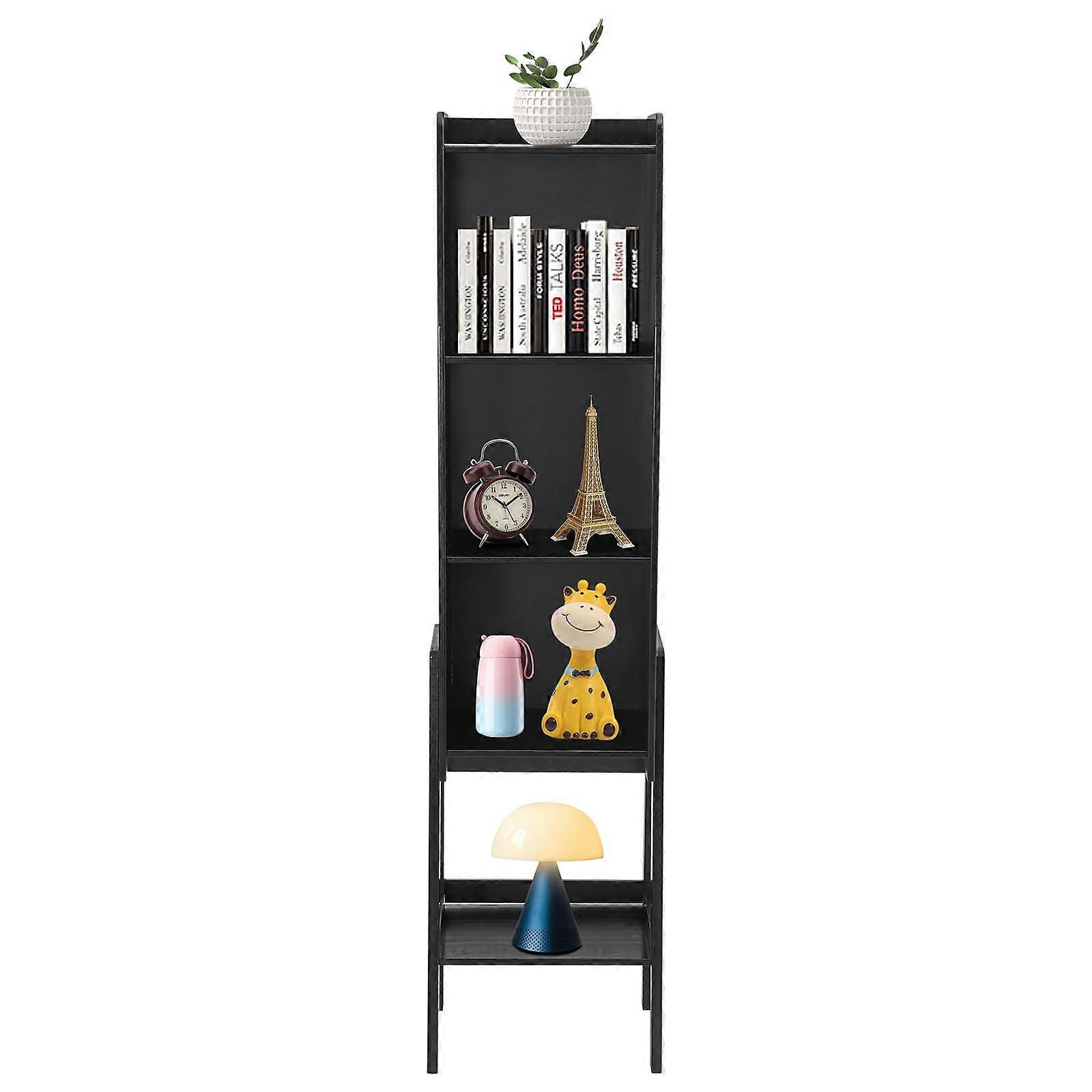 5Tier Kitchen Storage Rack, Freestanding Bamboo Shelf Unit with Large Capacity, Rustic Black Finish