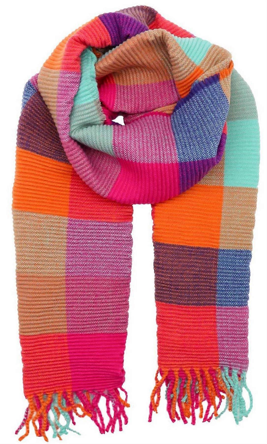 Zelly Pleated Detail Checked Scarf - Multi-colour