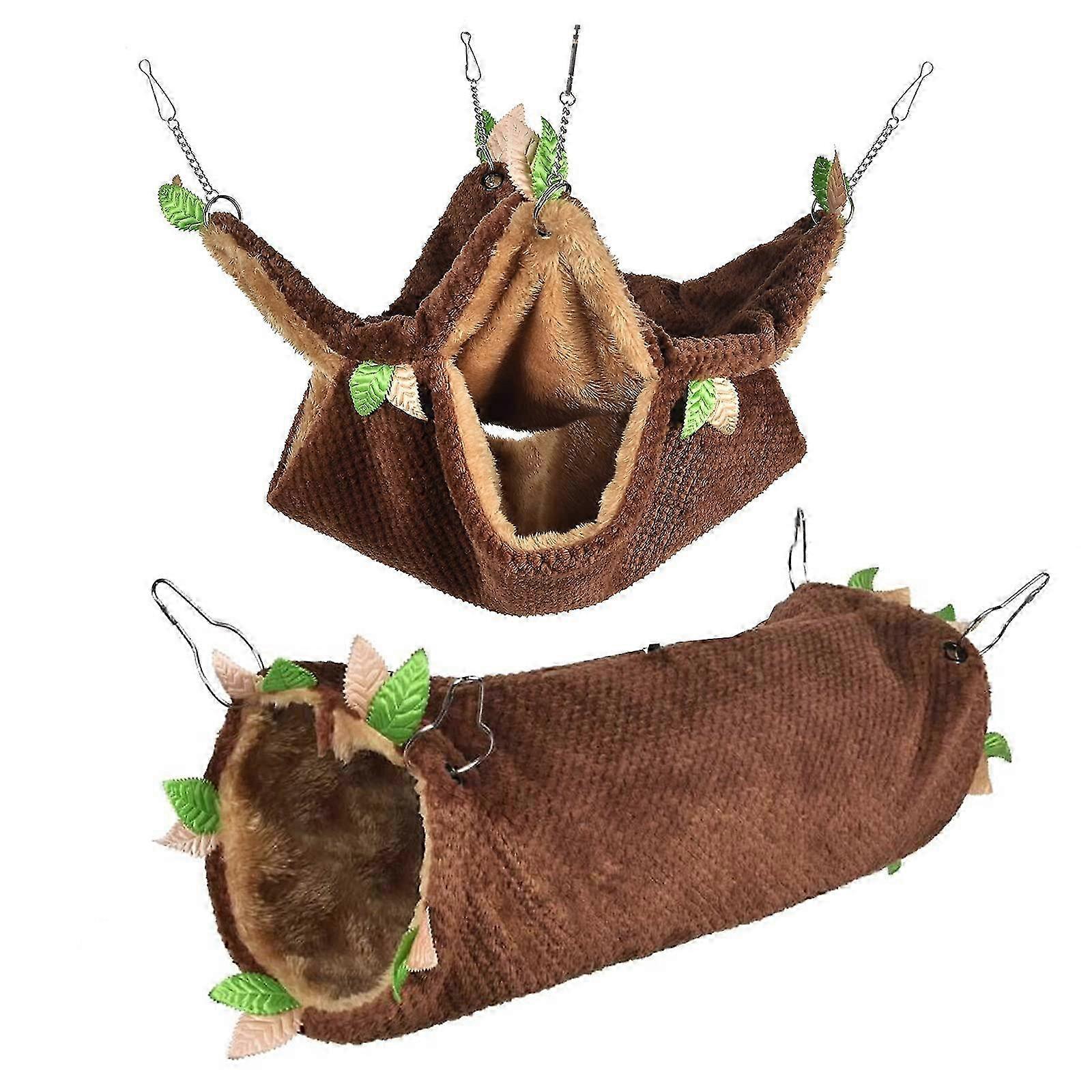 26-27 2 pack small animal hammocks, plush tunnel & bunkbed