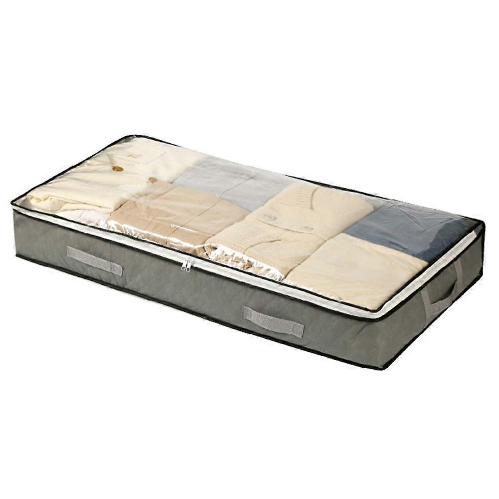 Underbed Storage Bag Foldable Transparent Window Dustproof Moisture-Proof Non-woven Fabric Clothes O