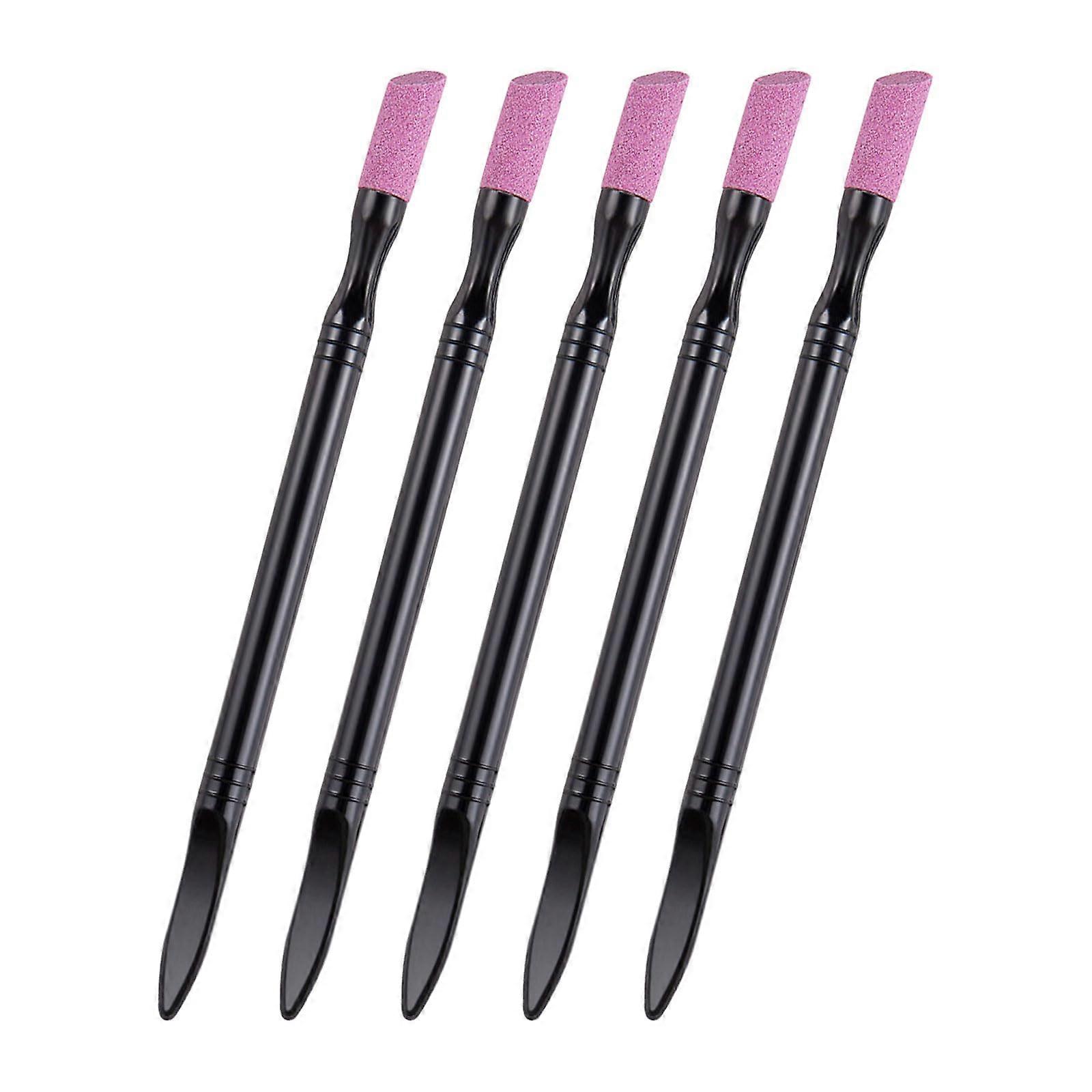 5 Pcs Double Head Quartz Cuticle Pusher and Nail File Set with DoubleHeaded Design