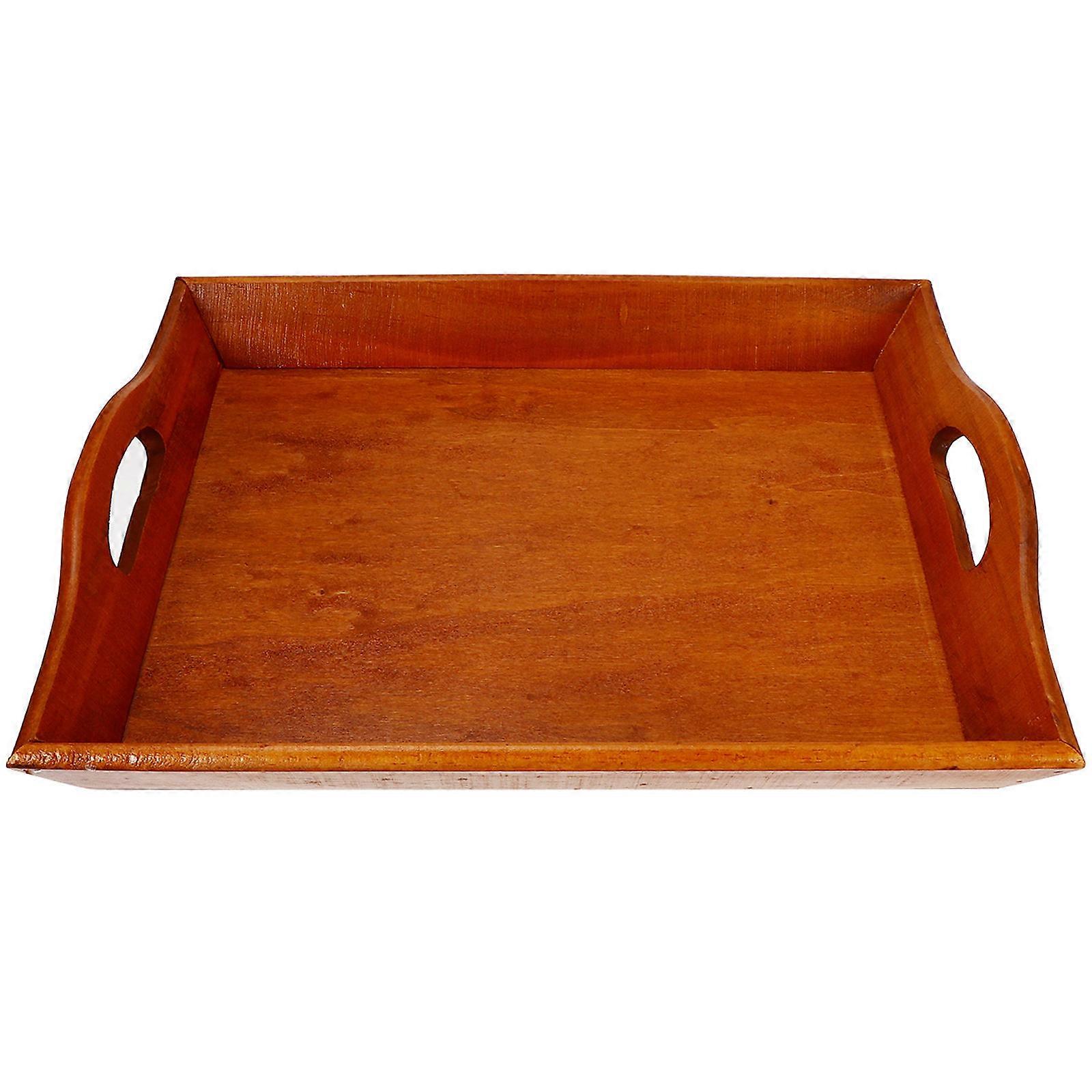 Wooden Rectangular Serving Tray for Tea Serving 3Pcs Light Brown Set