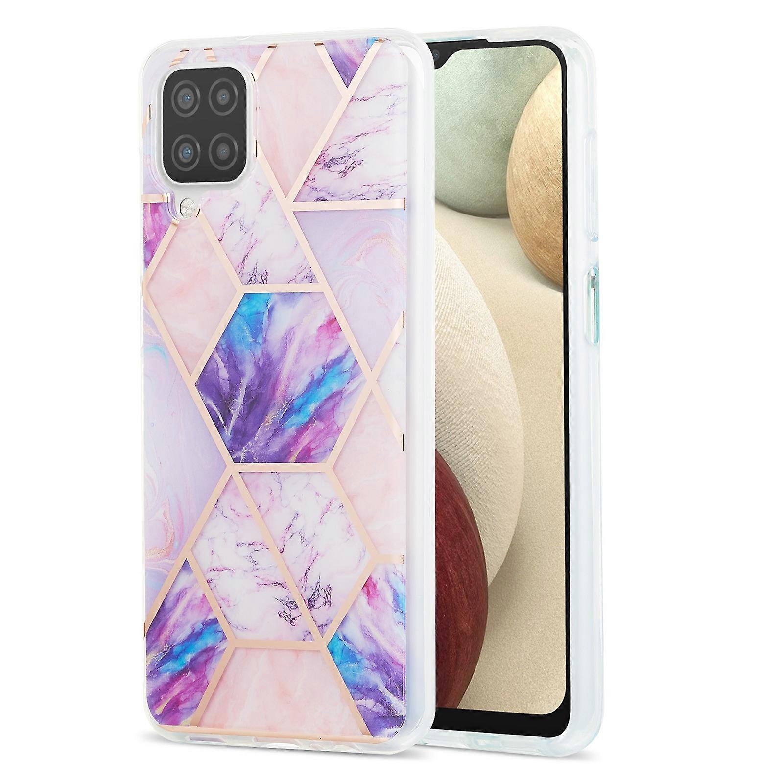 Marble Pattern Protector Plating IMD 2.0mm TPU Back Case for Samsung Galaxy A12/M12