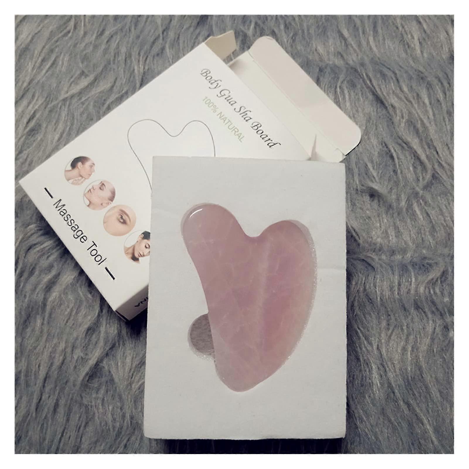 Rose Quartz Jade Roller and Gua Sha Set for Face Neck Back Massage with Cooling Smooth Glide Surface