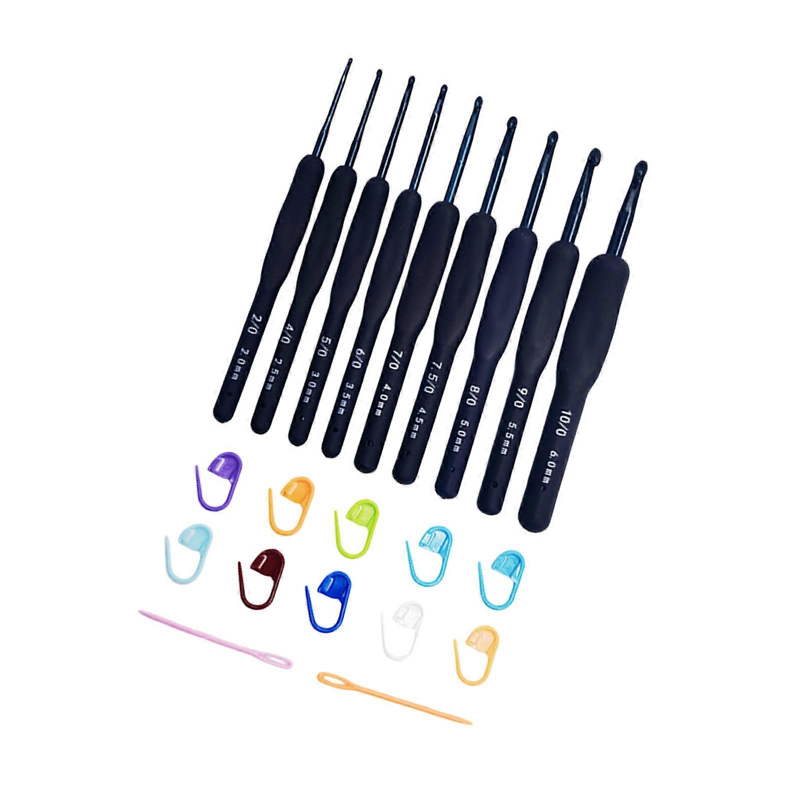 Multiple Size Crochet Hook Set with Gauges Storage Bag Ergonomic Handle Efficient Knitting Projects Solution Multicolor