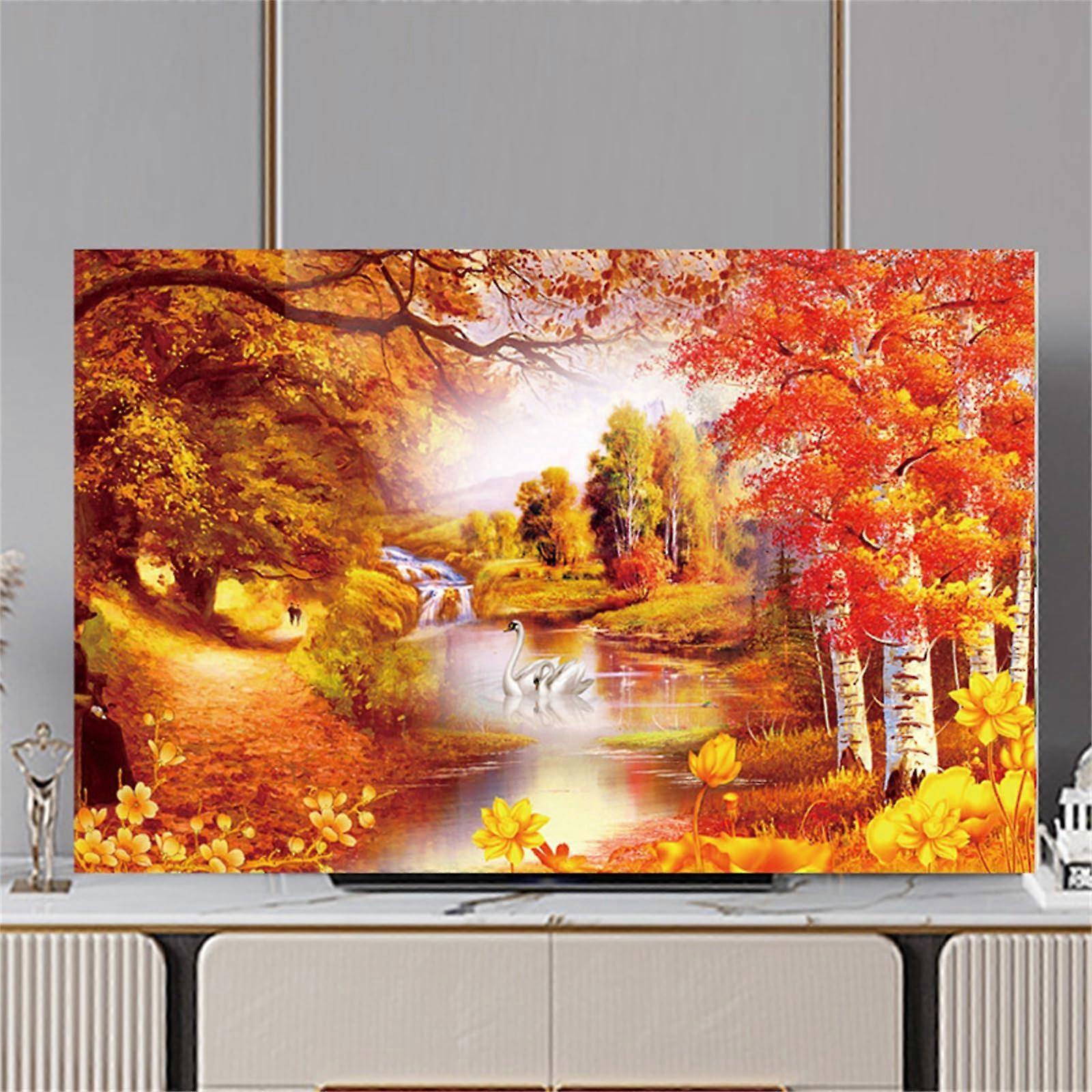 TV Dust Cover 5860 Inch, Universal Elastic Screen Protector with Maple Leaf Design for Flat or Curved TVs