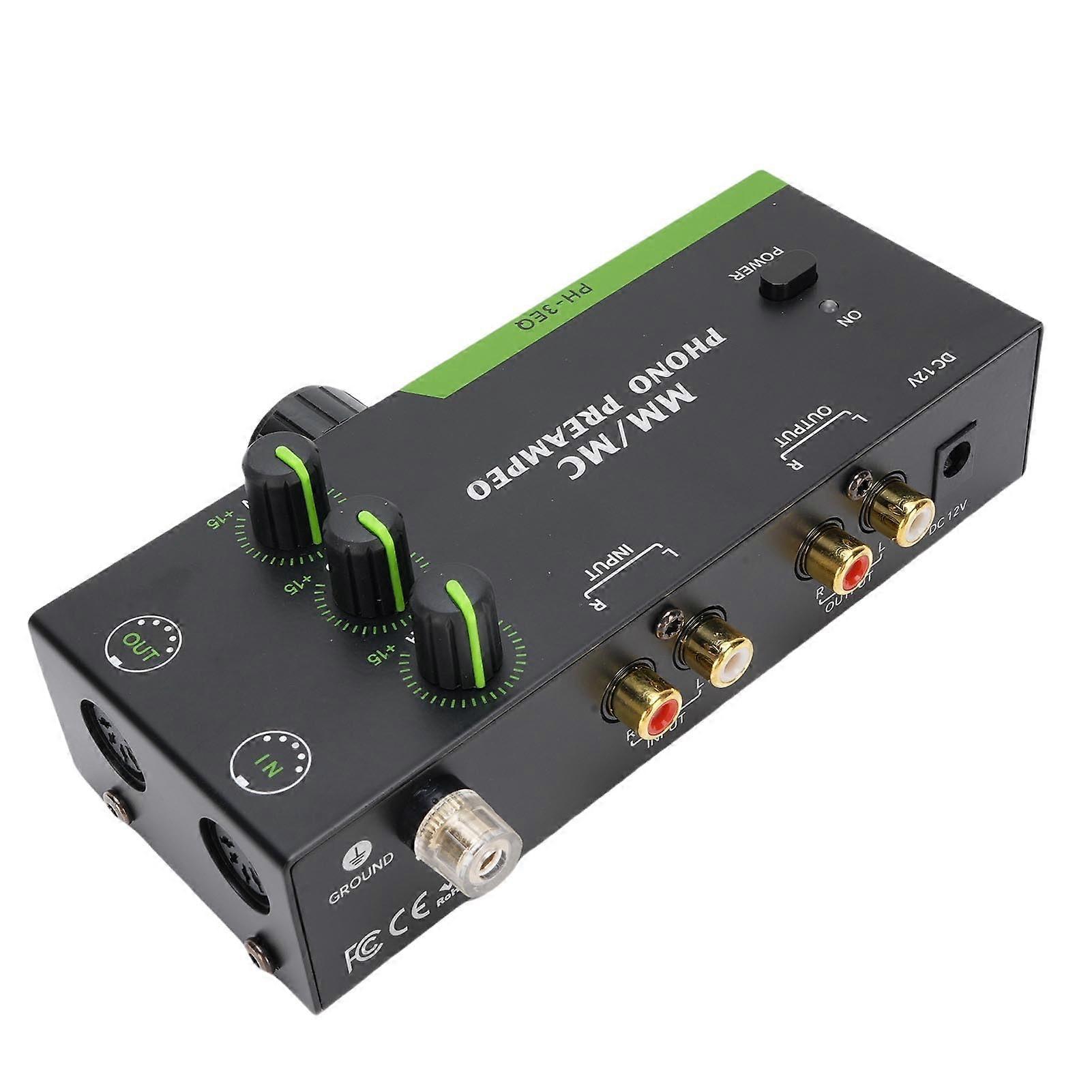 Phono Preamp with XLR Input Output, MM MC Compatible Turntable Amplifier with 3Band EQ