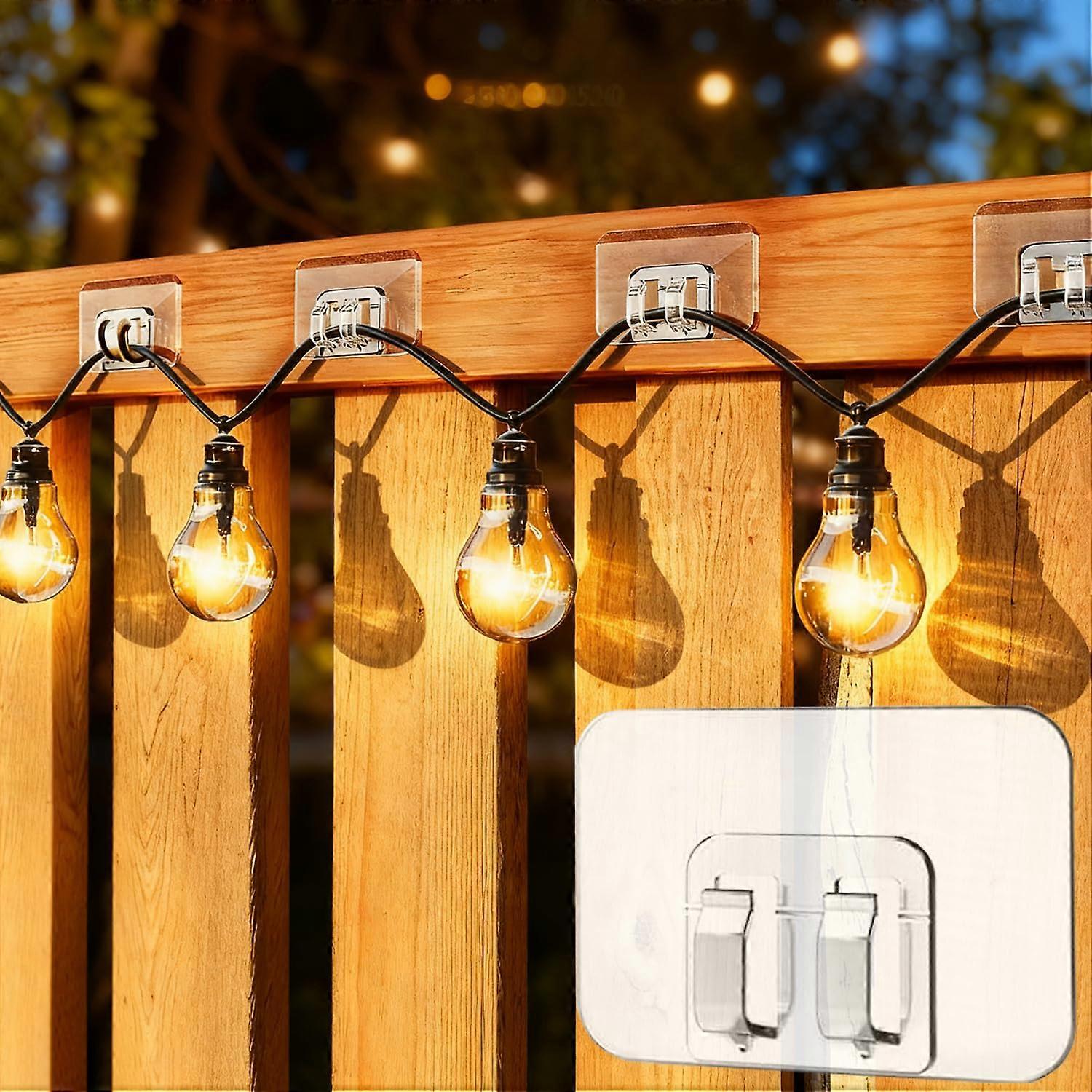 100Pcs Outdoor String Light Hooks Waterproof Adhesive Clips for Christmas Lights and Cables