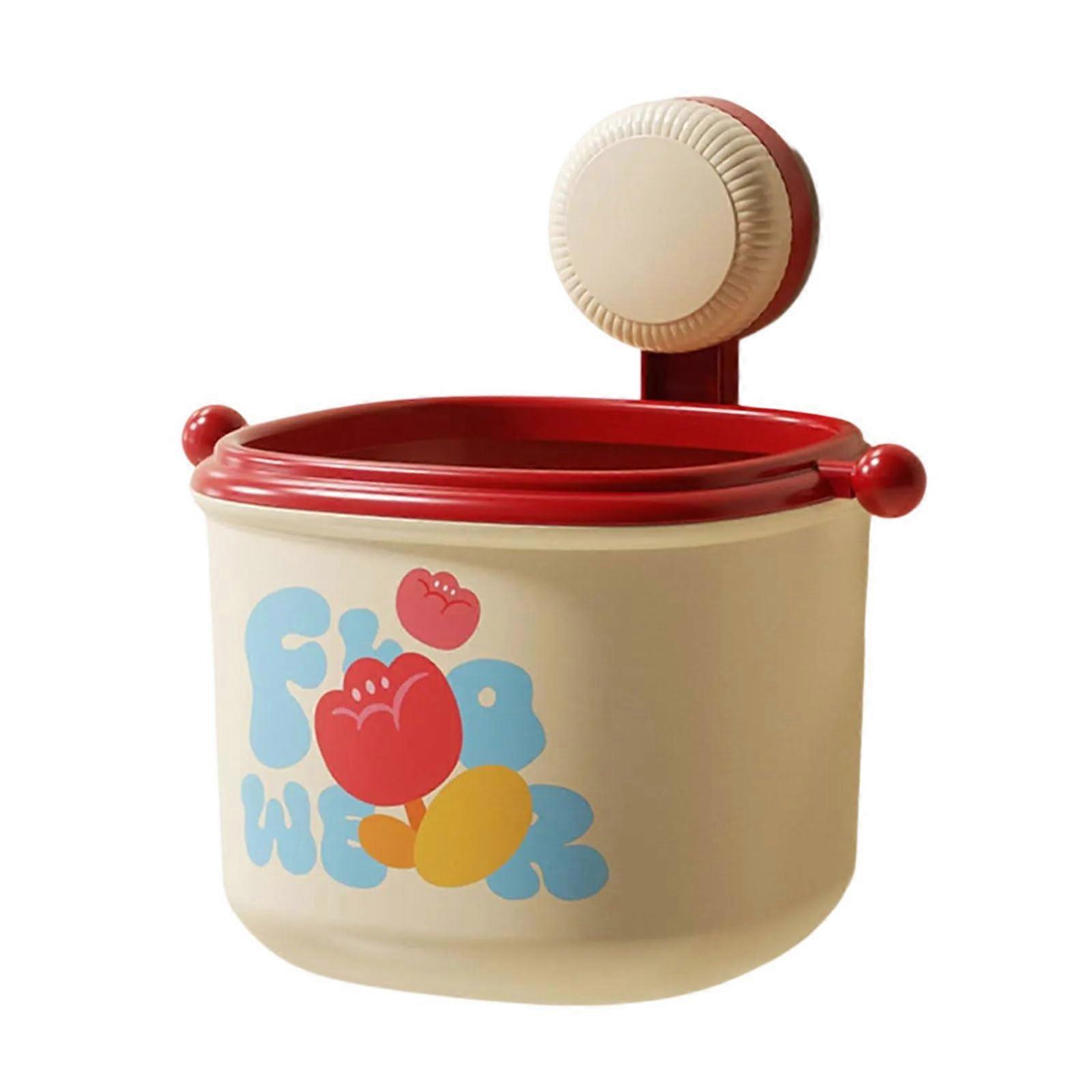 Wall Mounted Trash Can with Strong Suction Cup, Compact Waste Bin for Kitchen, Bathroom, Desk