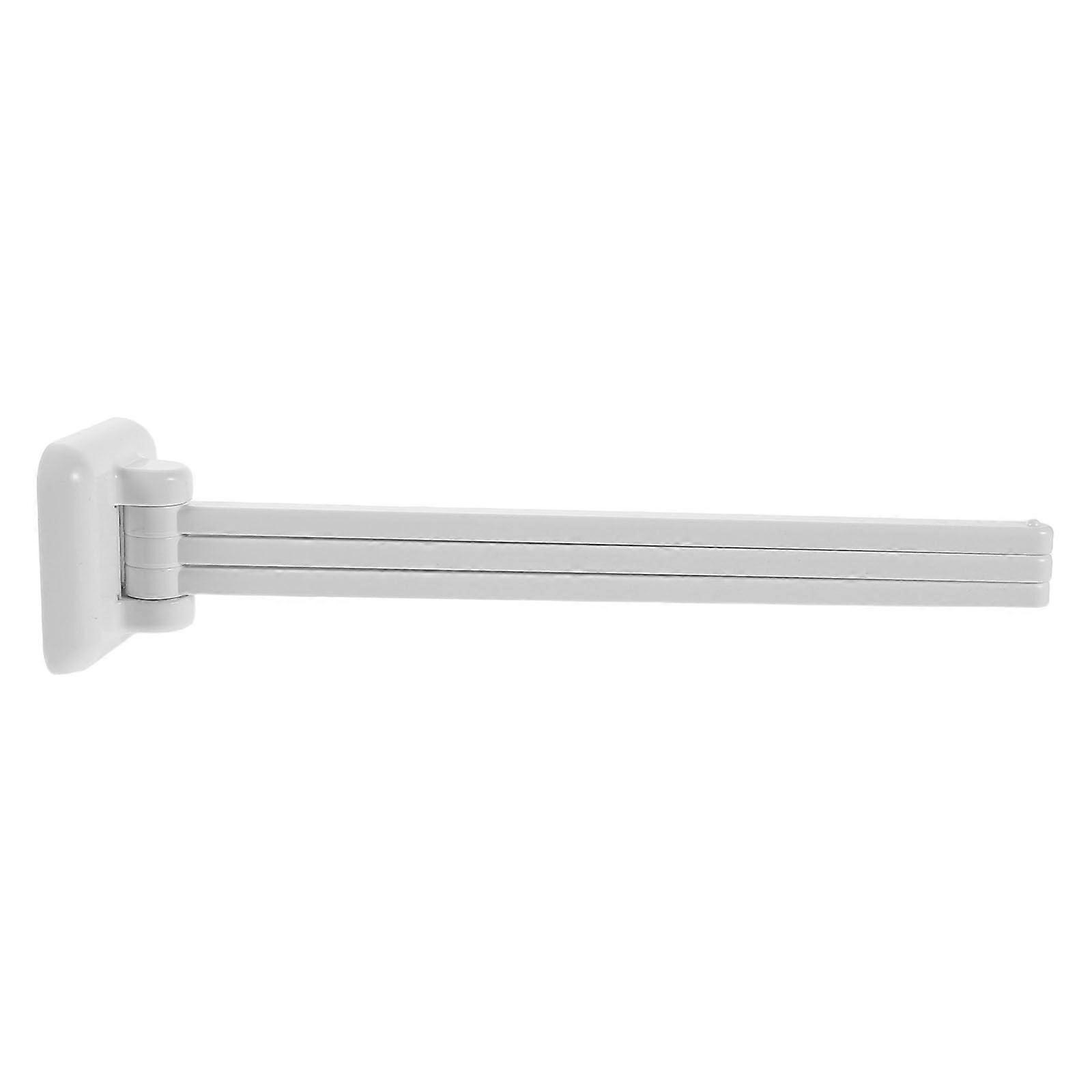 Wall Mounted Swing Arm Towel Rack with Hooks, NoDrill SpaceSaving Holder for Bathroom and Kitchen