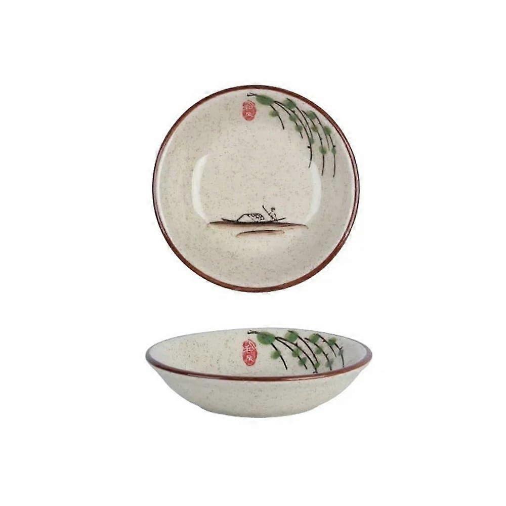 Ceramic Soy Sauce Dish Set with Traditional Chinese Pattern, Small Side Dish Bowls for Appetizers