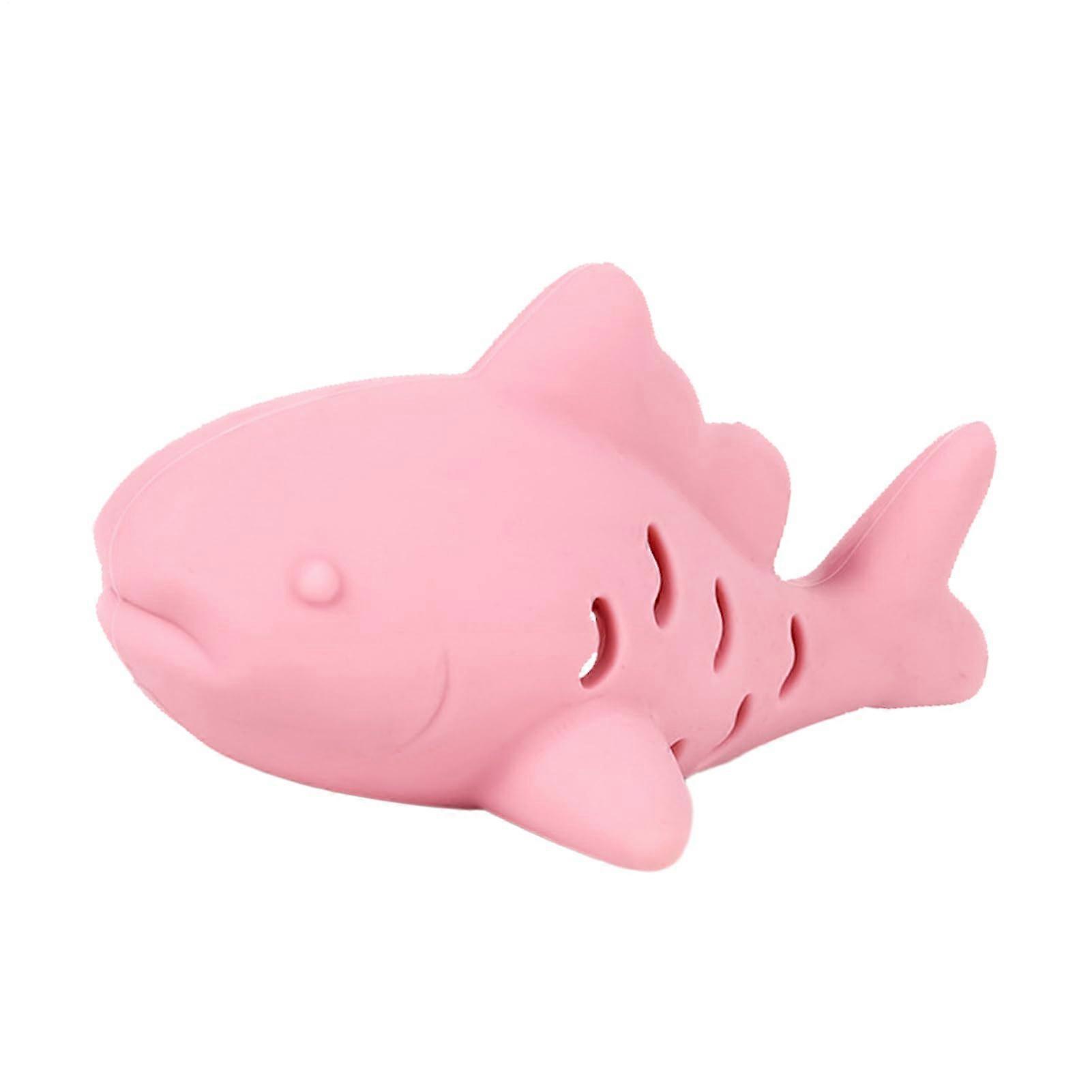 Cat  Dispenser with Realistic Fish Movement, Durable Silicone Interactive Chew Toy Pink
