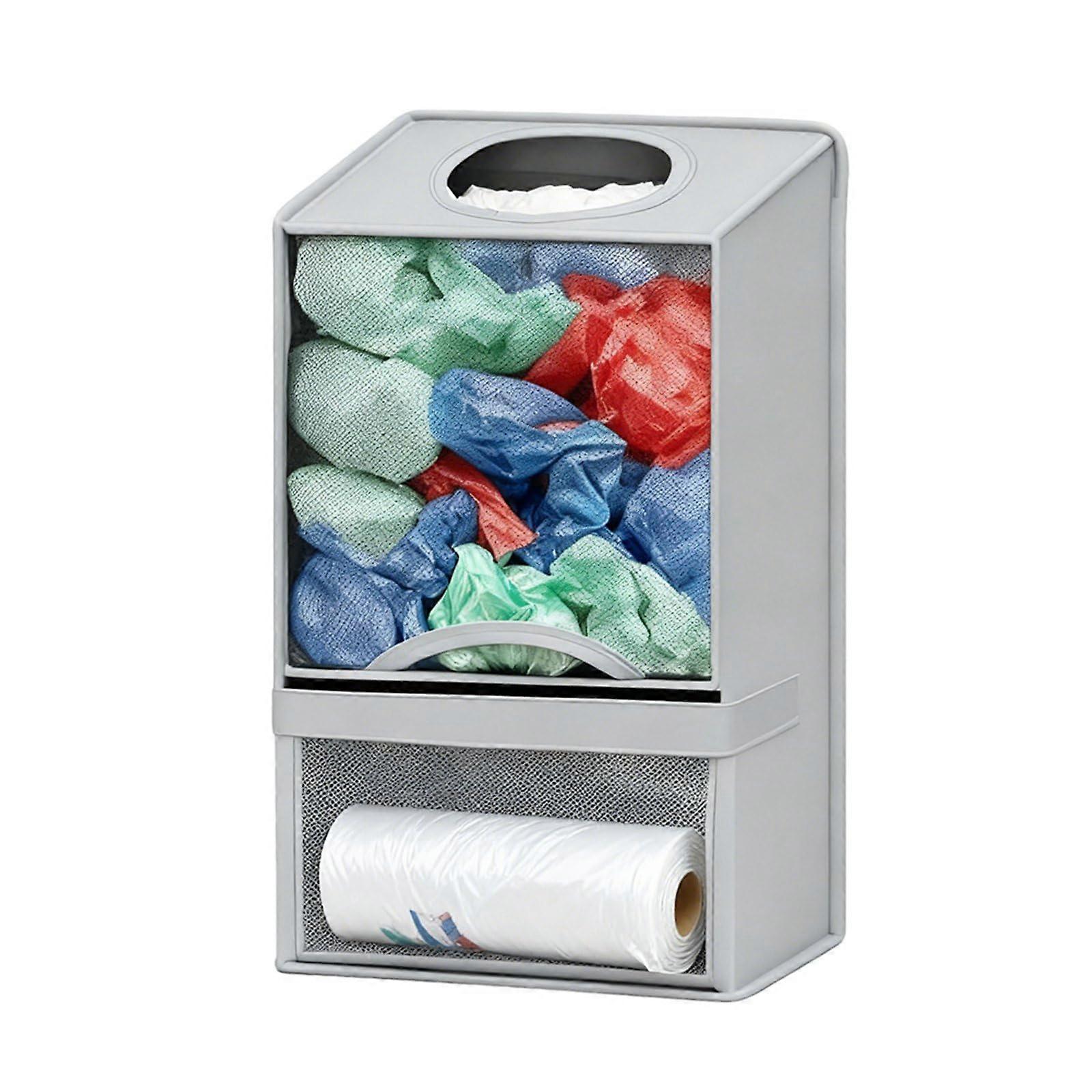 Plastic Bag Holder and Trash Bag Dispenser, 2in1 Large Capacity Wall Mount Kitchen Organizer Ref:6370