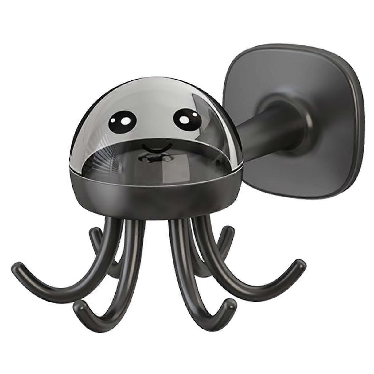 Kitchen Utensil Holder with 360° Rotating Hooks, Punch Wall Mounted Rack for SpaceSaving Storage