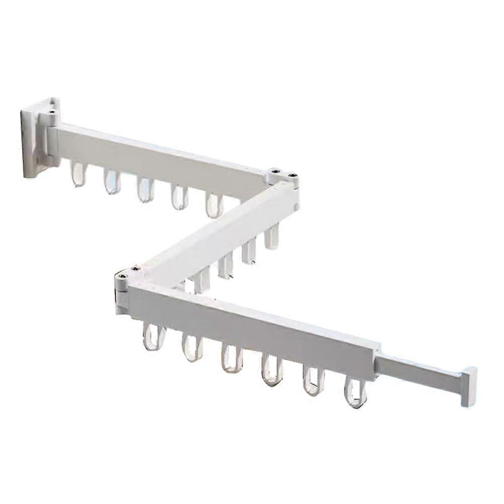 Retractable Clothes Drying Rack with 360° Rotation, Wall Mounted Folding Laundry Hanger, White