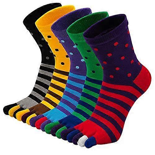 Men's Cotton Five-finger Polka Dot Running Socks 5-Pack