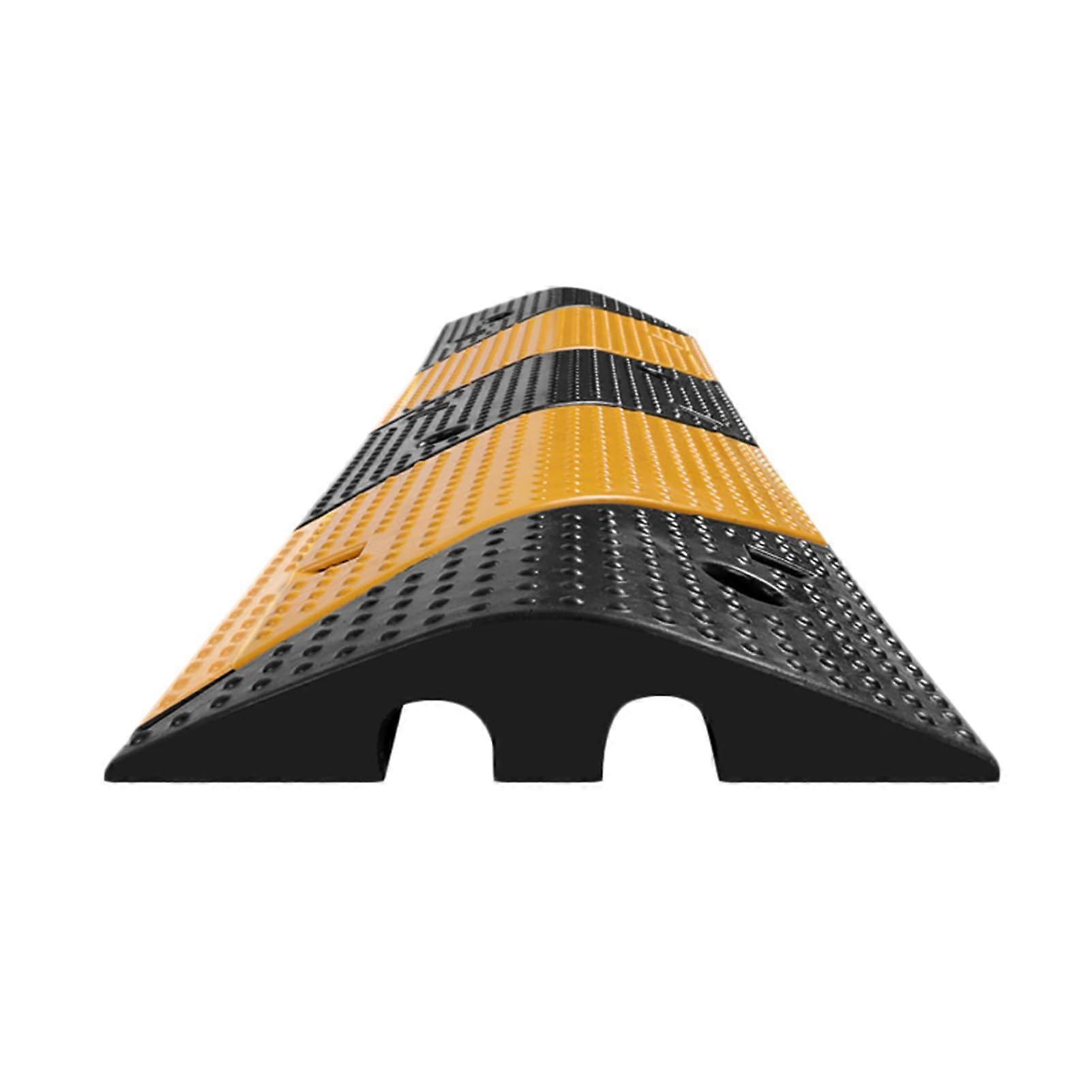 Industrial Rubber Cable Protector Ramp with Speed Bump, Black and Yellow Traffic Control