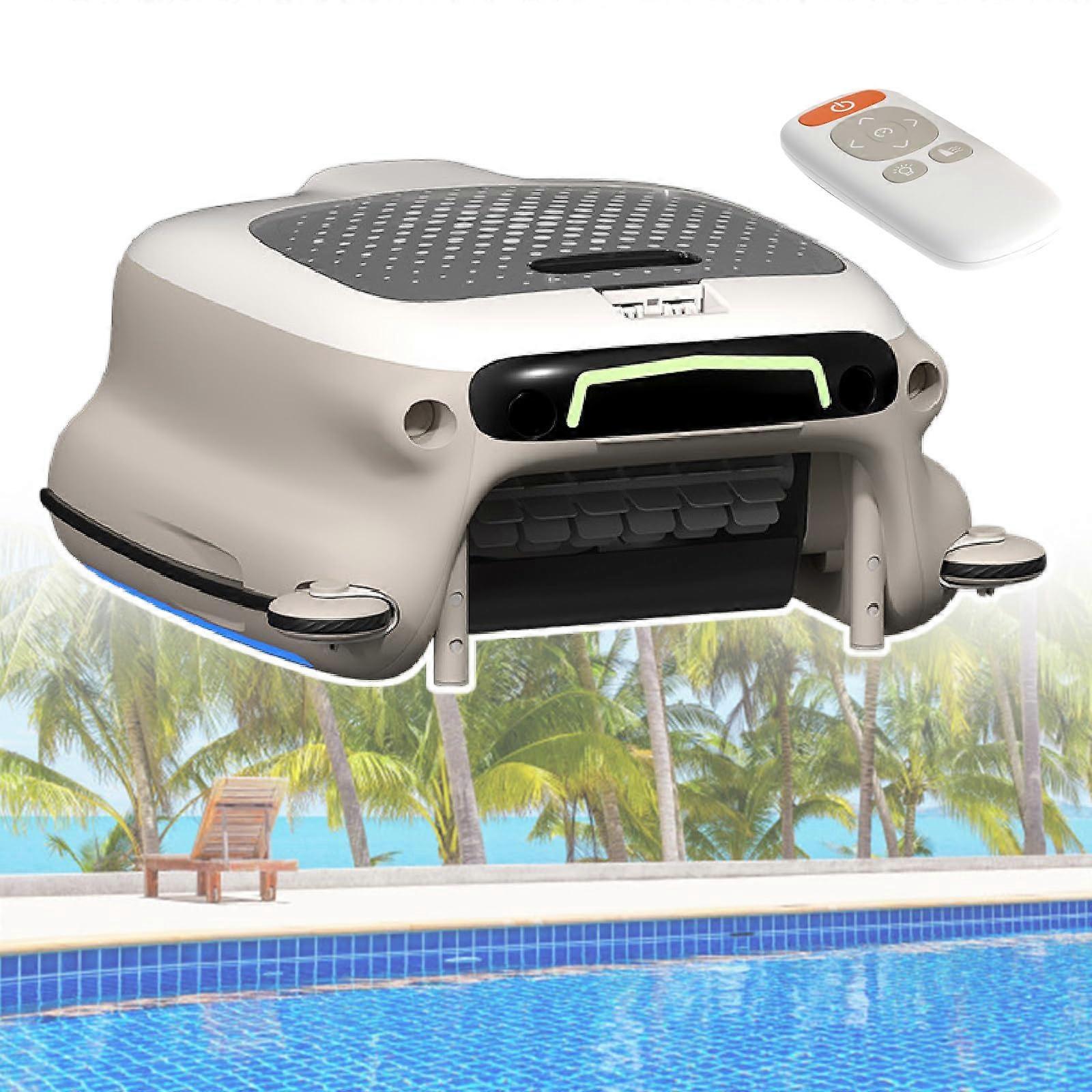 Robotic Pool Skimmer Cordless Automatic Surface Cleaner with Remote Control and Long Battery Life