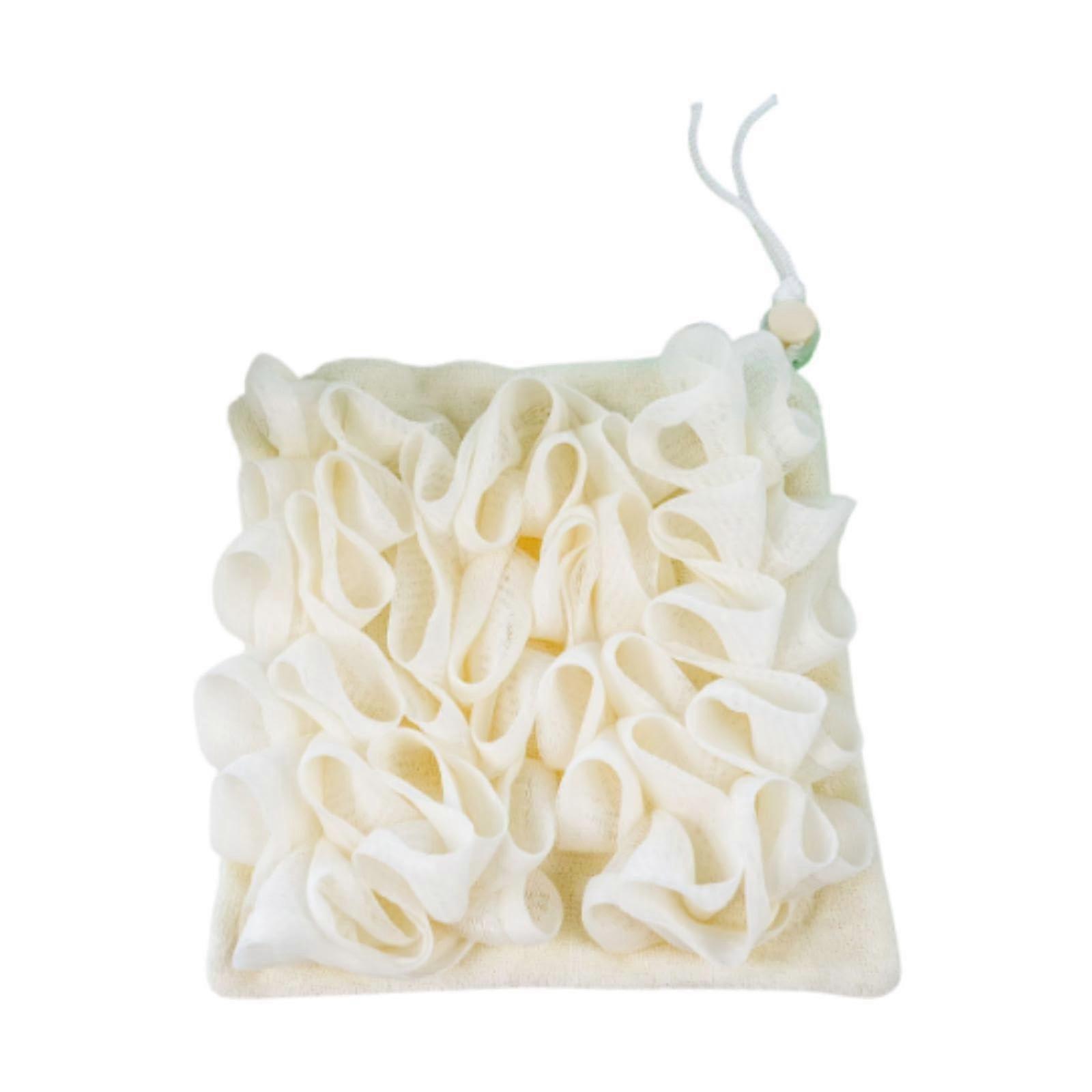 Bath Sponge with Pullout Soap Holder, Soft Body Scrubber for Shower, 2 in 1 Beige Design