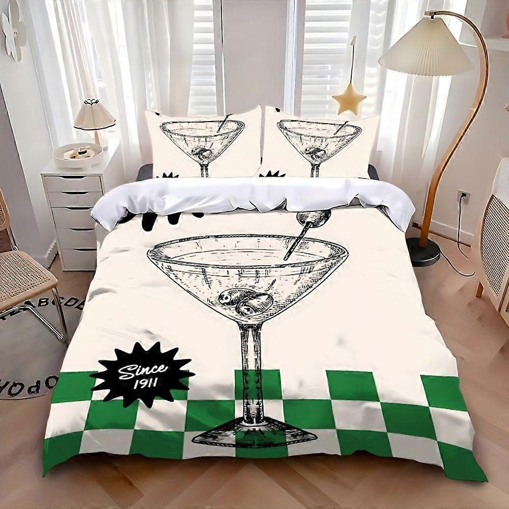 3pcs Retro Martini Cocktail Printed Bedding Set
