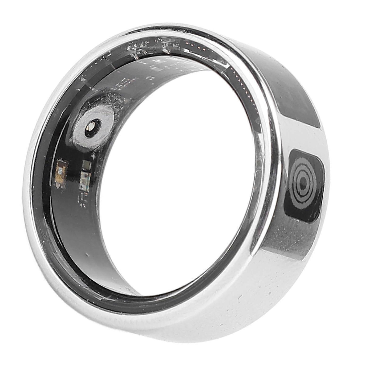 Smart Ring Fitness Tracker Silver IP68 Waterproof Size 9 with Step Counter and App Sync