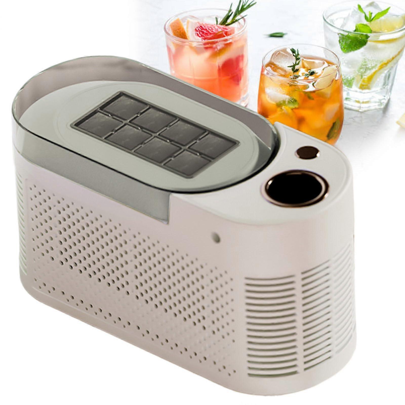 Countertop Ice Maker with Transparent Window, Quick Ice Production, 8 Cubes, Beige for Home Kitchen