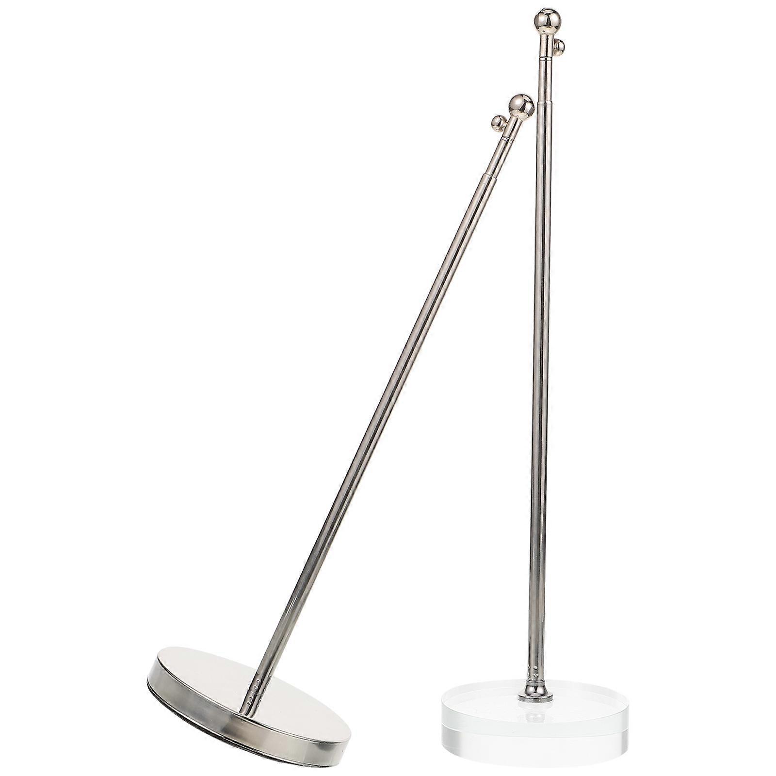 Metal Flag Pole with Base for Desktop Use 4Pcs Holder