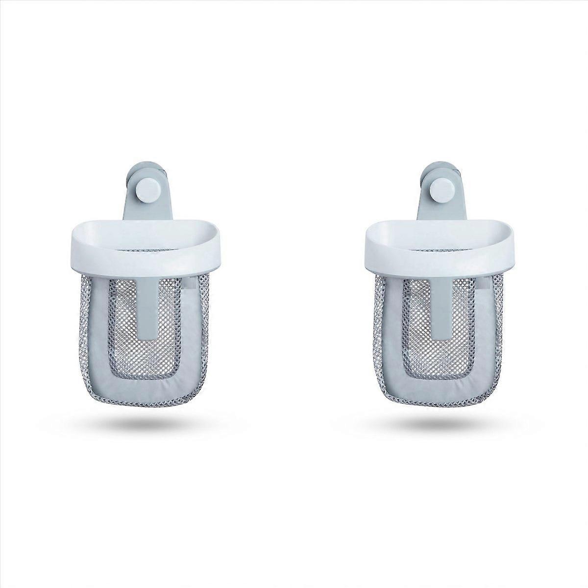2X Hanging Bath Toy Storage with Quick Drying Mesh, White & Gray