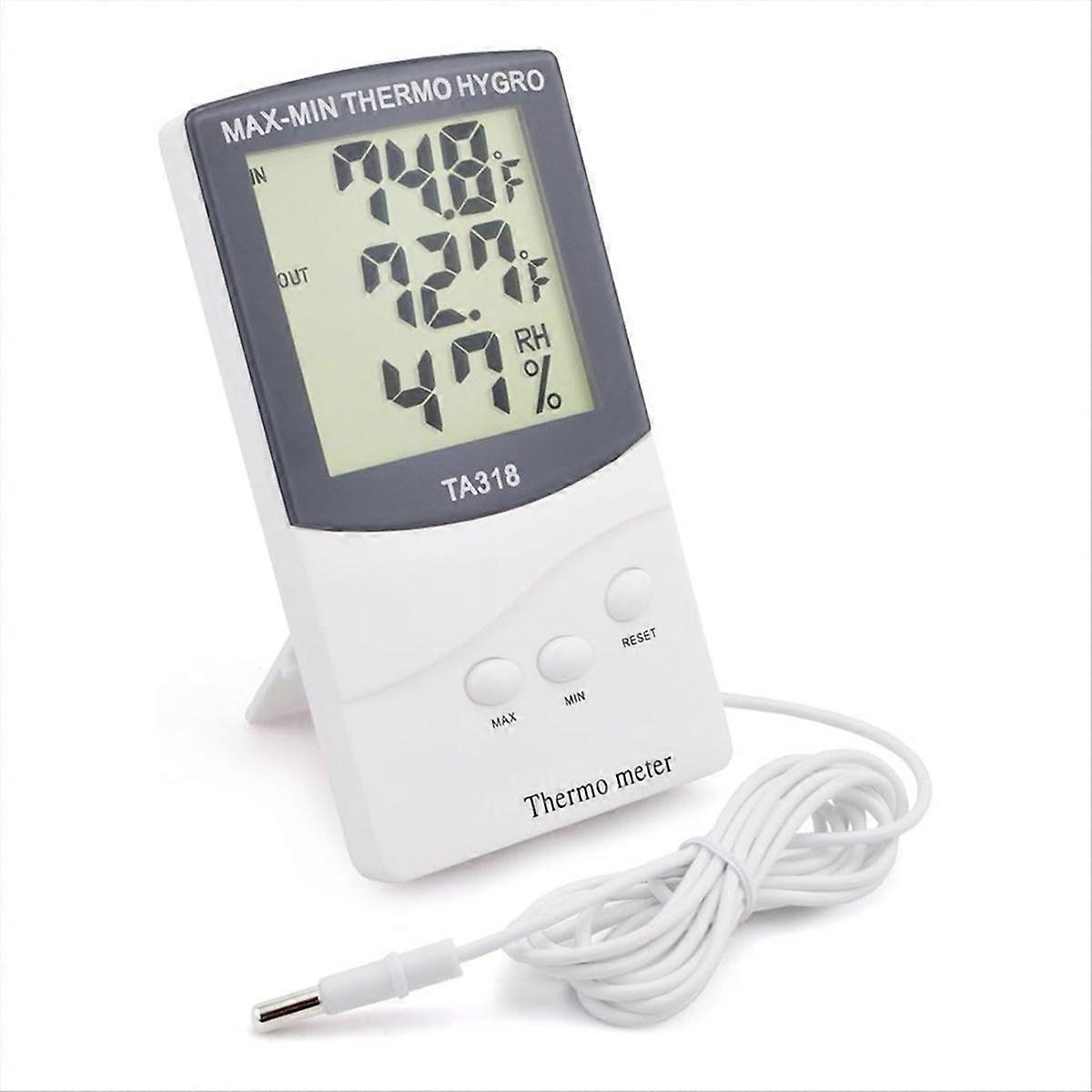 Termômetro e higrômetro digital com sensor duplo e display LCD para ambientes internos e externos