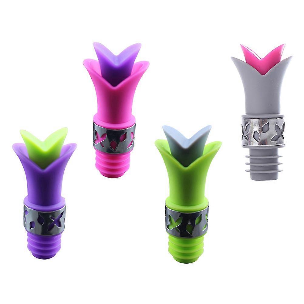 Leakproof Red Silicone Pourer for 4Pcs Set