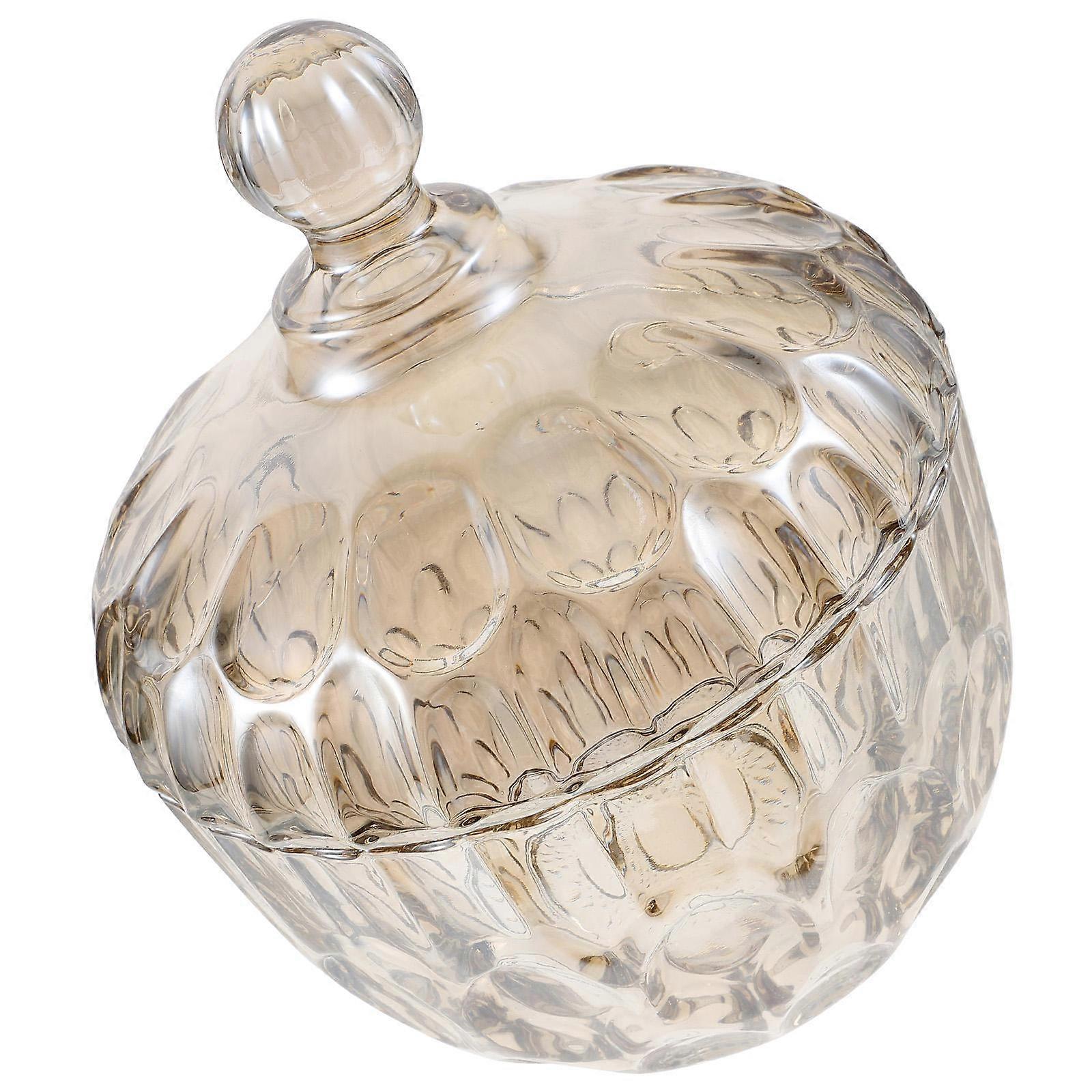 Glass Candy Jar with Lid for Food Storage Embossed Design
