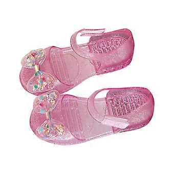 Jelly sandalen voor meisjes, kinderprinsessenjurkjes, platte sandalen met gesloten neus, zomerse casual water- en strandsandalen, roze, maat 6,5-7 jaar