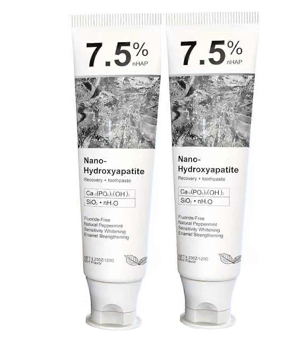 Whitening Toothpaste for Sensitive Teeth with 7.5% Hydroxyapatite, Fluoride, Peppermint, 3.53 Oz