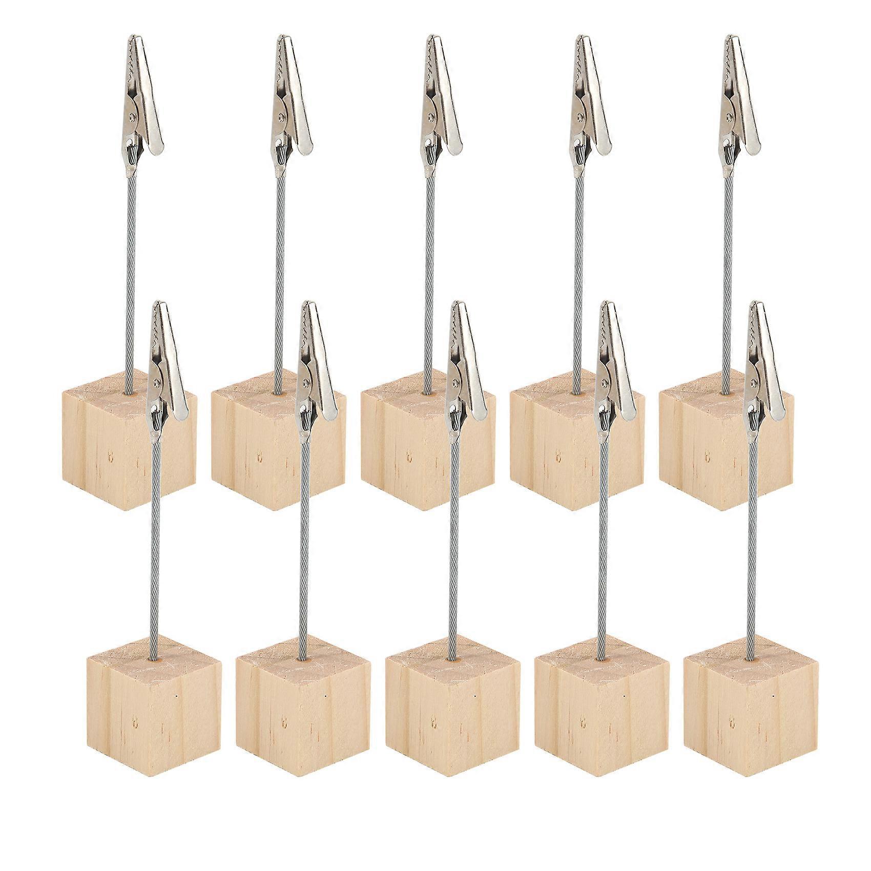 10 PCS Memo Holder Pine Base Message Clip Vertical Note Holder